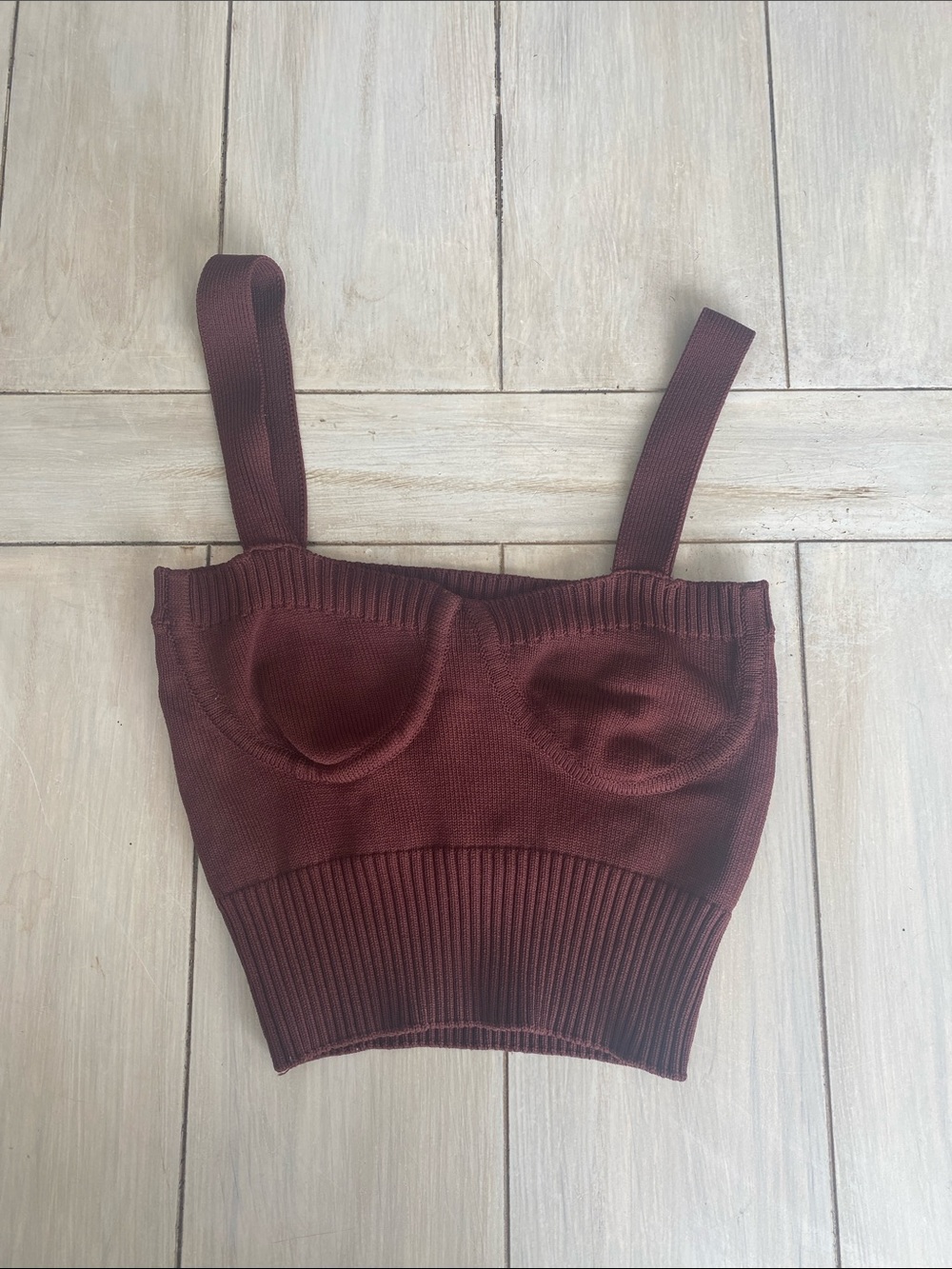 Zara Brown Sweater Cropped Tank Small